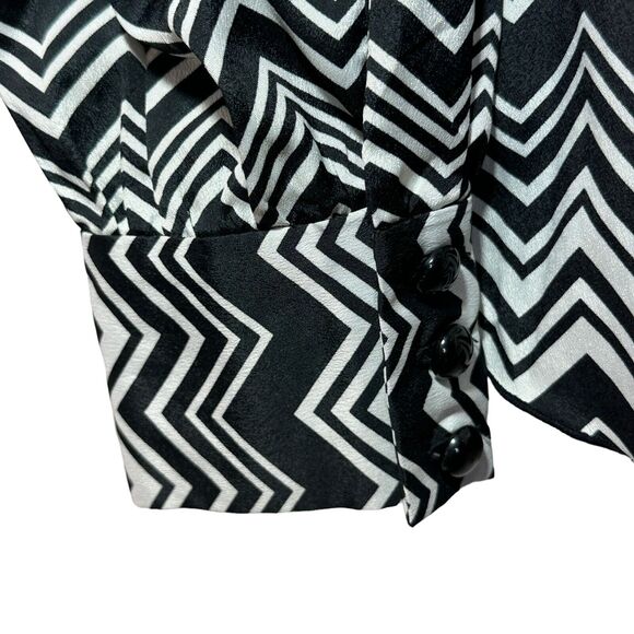 Missoni For Target Zig Zag Black White Long Sleeve Button Up Blouse Women Small - Picture 7 of 9